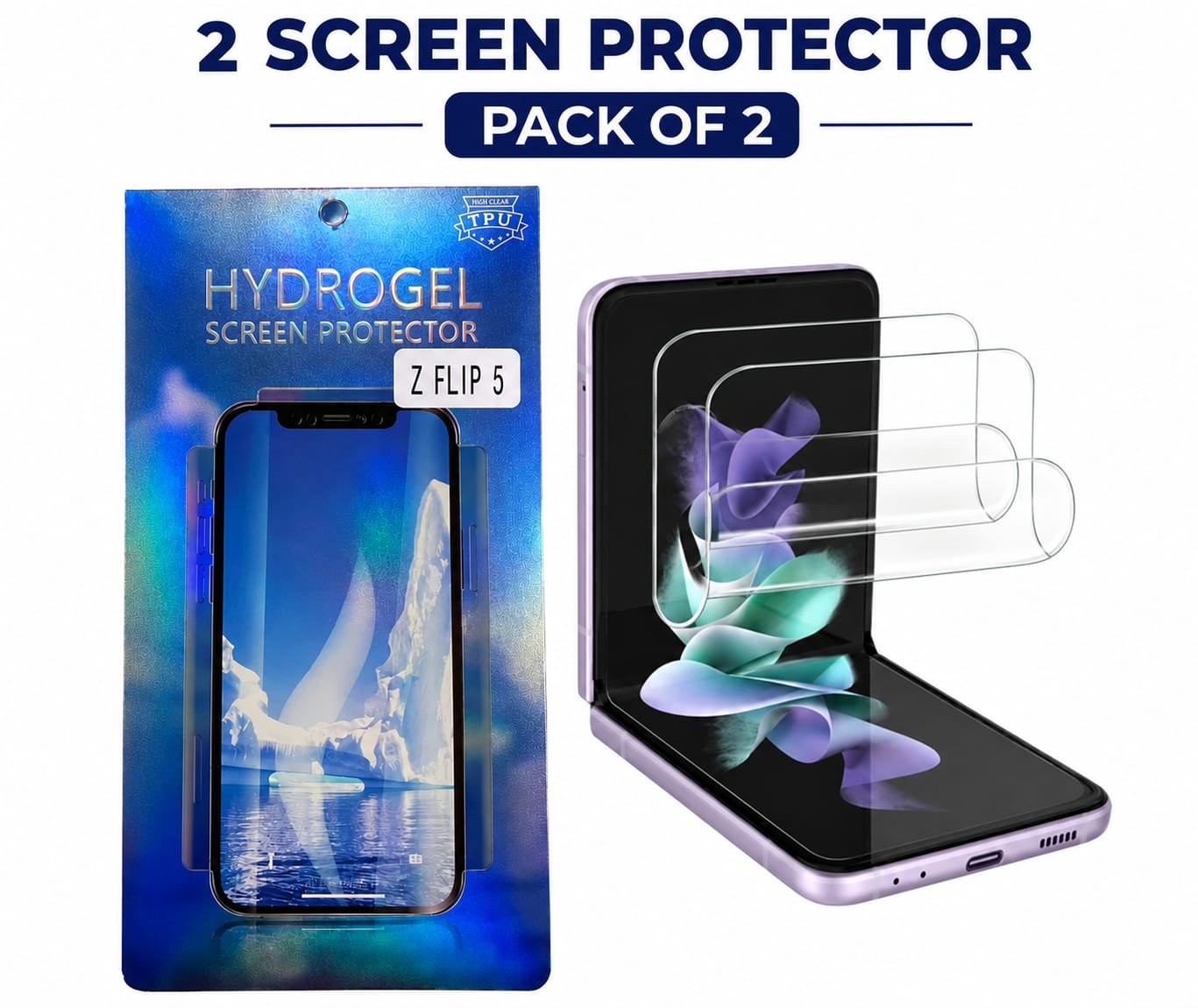 (2 Pack) Samsung Z Flip 5 4 3 Hydrogel Screen Protector
