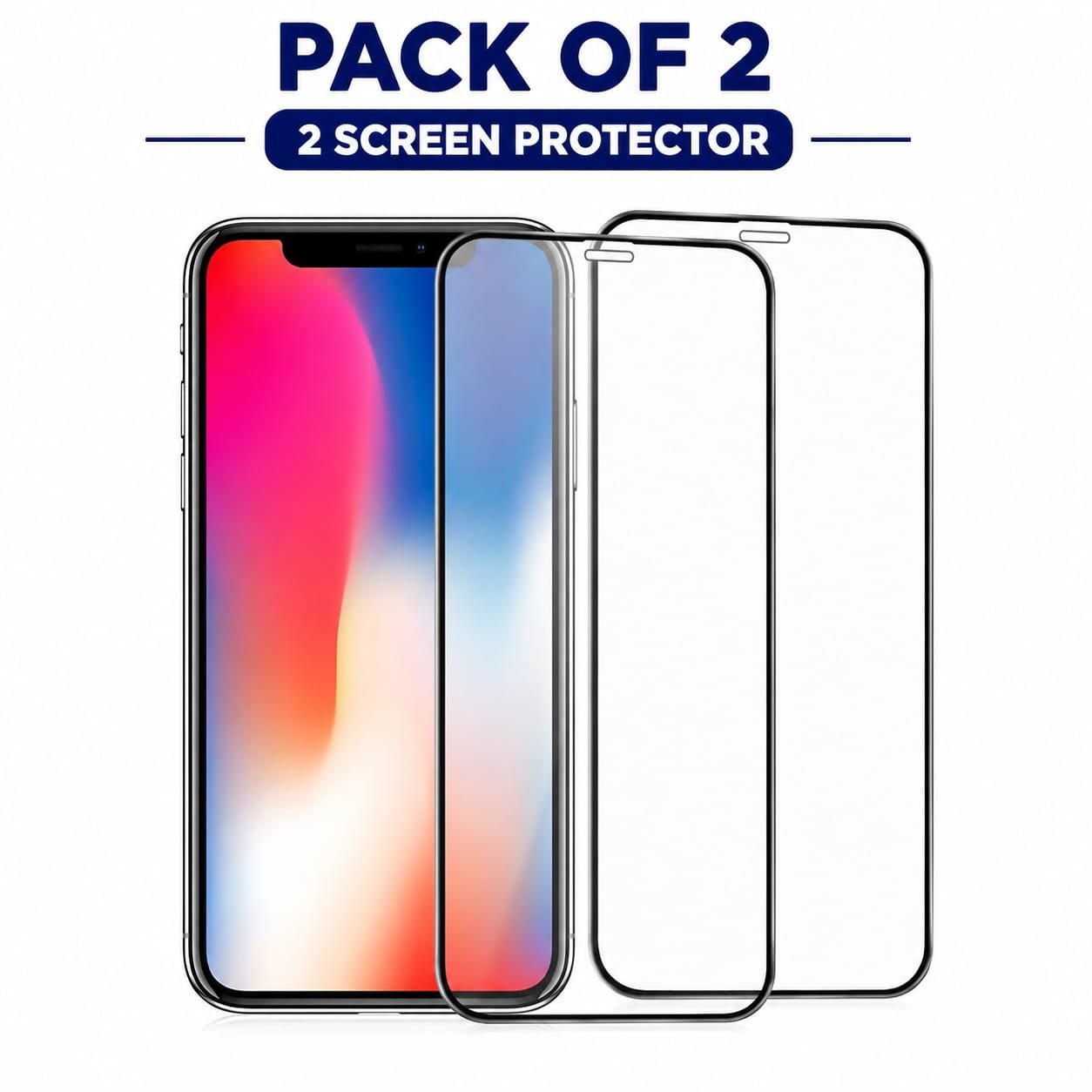(2 Pack) iPhone Full Coverage Tempered Glass Screen Protector (iPhone 6 to 13)