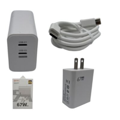 67W Power Adapter (2x USBC Input) + 1M C to C Charging Cable - PKG082