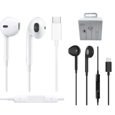 High Quality Type-C Wired Earphone with Mic - White or Black