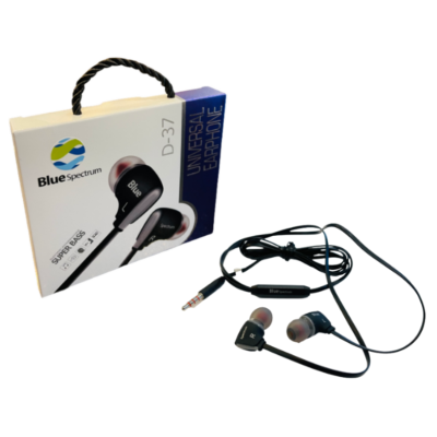 3.5mm Blue Spectrum D37 Earphones - Black or White