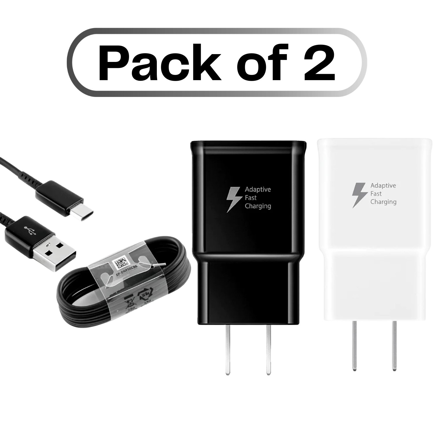 Pack of 2 2A Wall Charger S6 S8 with USB Cable 2A Wall Charger